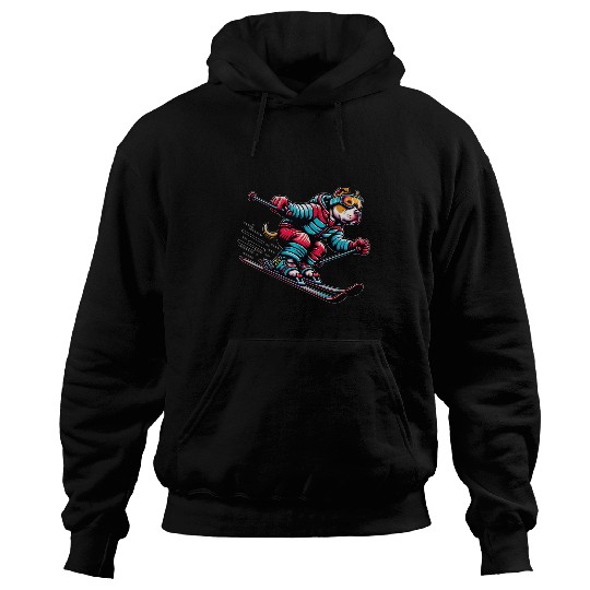 Pitbull Dog Skiing Puppy Lover Skier Winter Sports Hoodies