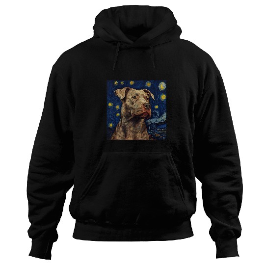 Pit Bull Dog Owner Pitbull Van Gogh Style Starry Night Hoodies