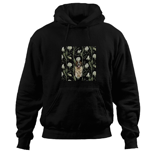 Saint Bernard White Sweet Pea Flower Pattern Hoodies