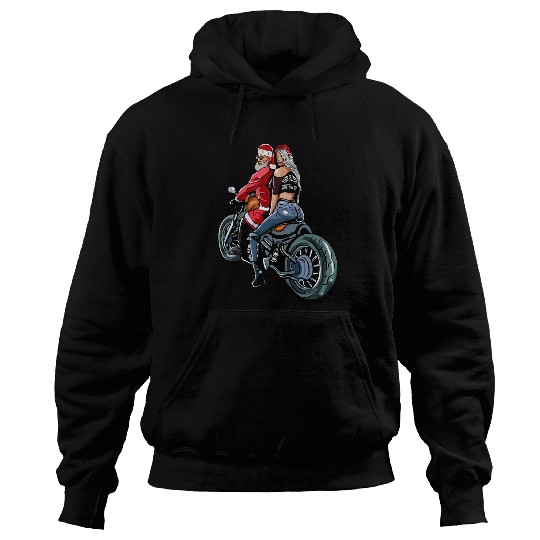 Santa And Mrs Claus Motorcycle Gift Christmas Biker 21 Hoodies