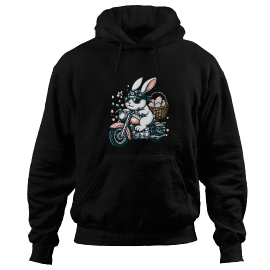 Motorcycle Bunny Easter Biker Eggs Hoodies