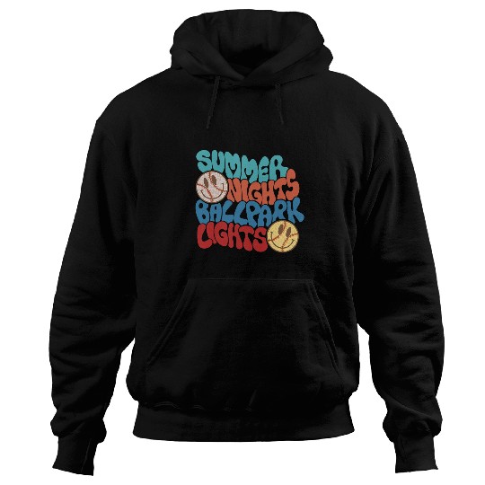summer nights and ballpark lights baseball softball game day Hoodies