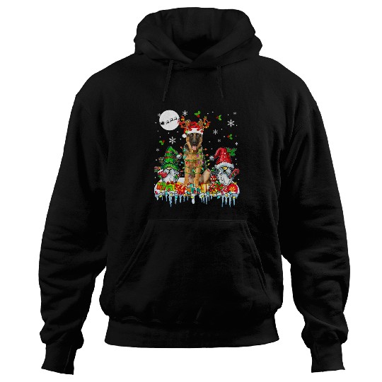 Santa Reindeer German Shepherd Couple Gnomes Christmas Hoodies