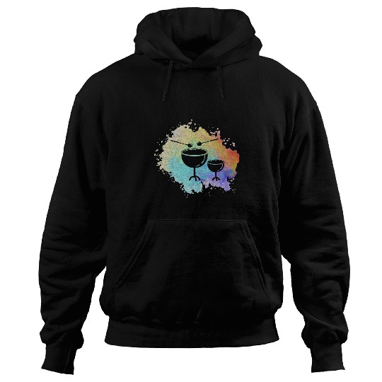 Rainbow Kettle Drum Splash Music Band Drummer Musical Kit Hoodies