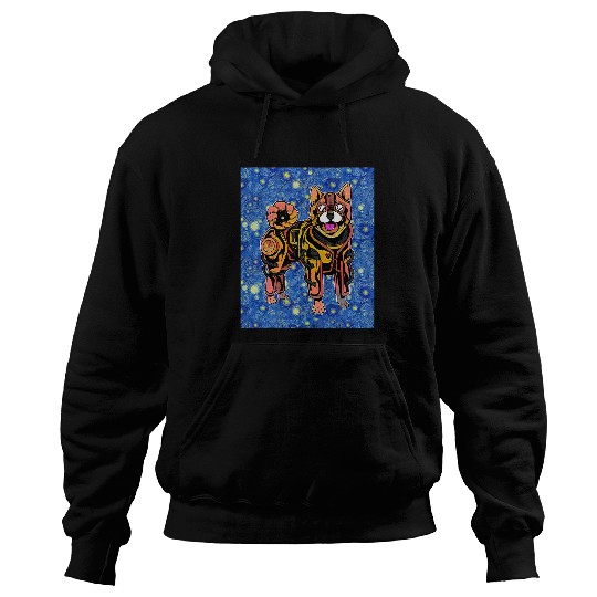Dog Shiba Inu Starry Night Shiba Inu Steampunk Hoodies
