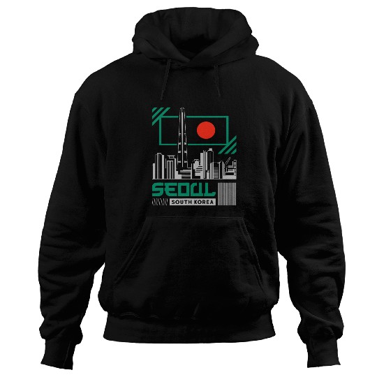 Retro Seoul South Korea City Skyline vintages Korean Hoodies