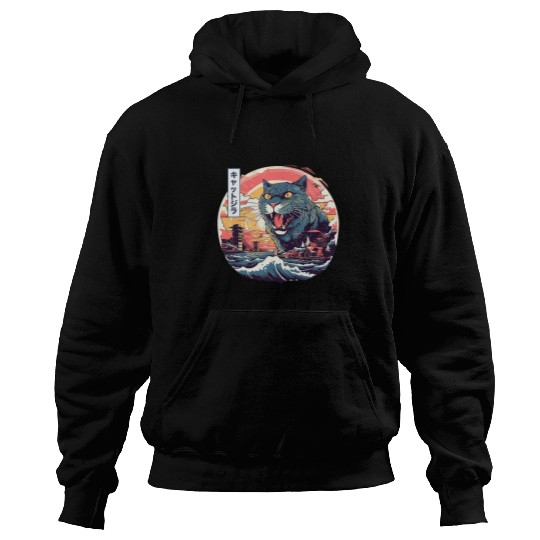 Kaiju Cat Japanese Art vintages Comic Anime Cat Catzilla 1 Hoodies