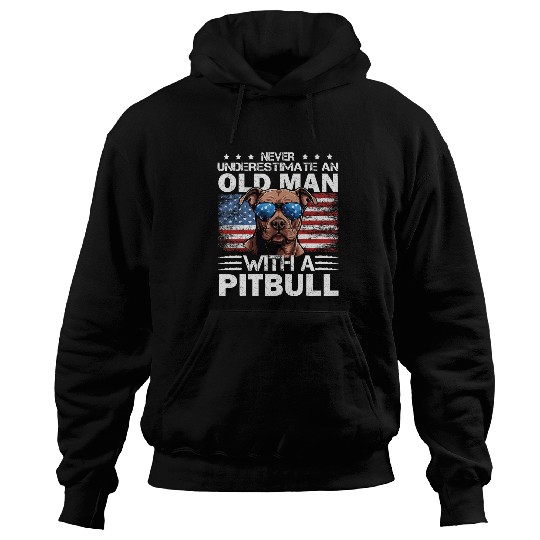 Pitbull Pittie Dog Breed Never Underestimate an Old Man Hoodies