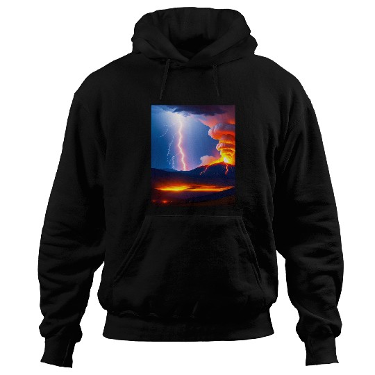 Lightning Storm during an Volcanic eruption Hoodies