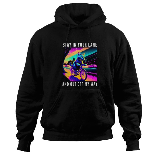 Stay In Your Lane Cat Biking Bicycle Hoodies