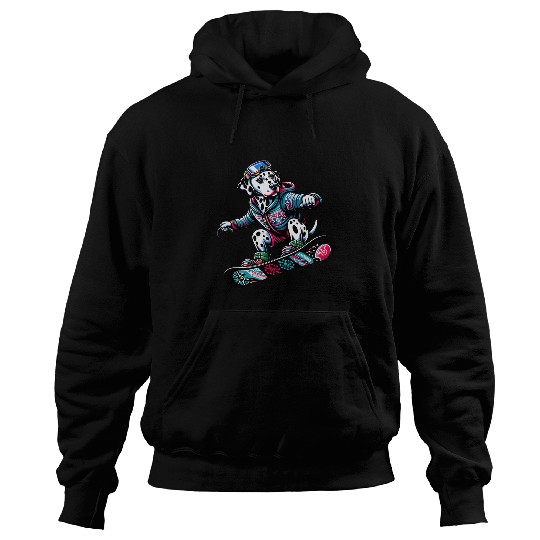 Snowboarder Dalmatian Dog Puppy Lover Snowboarding Hoodies