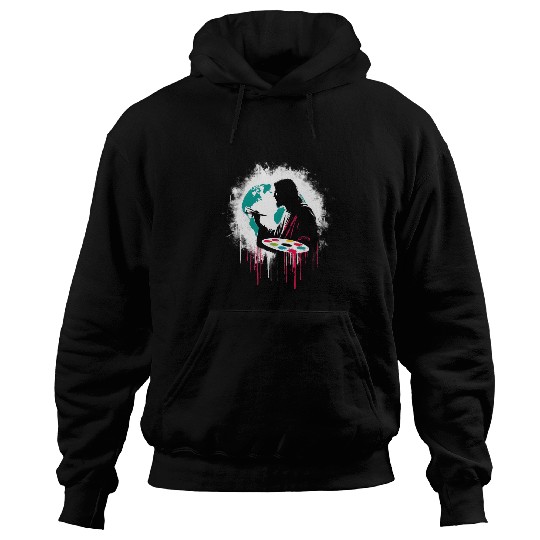 Discover Jesus Painting Earth Funny Christian Religious Artist Hoodies