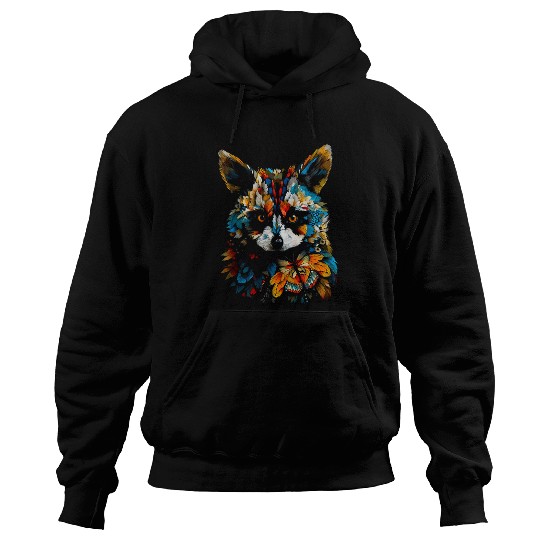 Raccoon Colourful Art Butterfly Animal Raccoon Hoodies