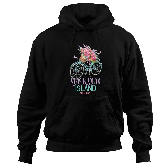 Mackinac Island Michigan Souvenir vintages Bike Floral Biking Hoodies