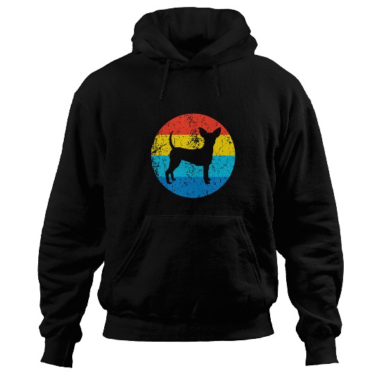 Toy Fox Terrier Dog Breed Silhouette Retro 1970s Circle Hoodies