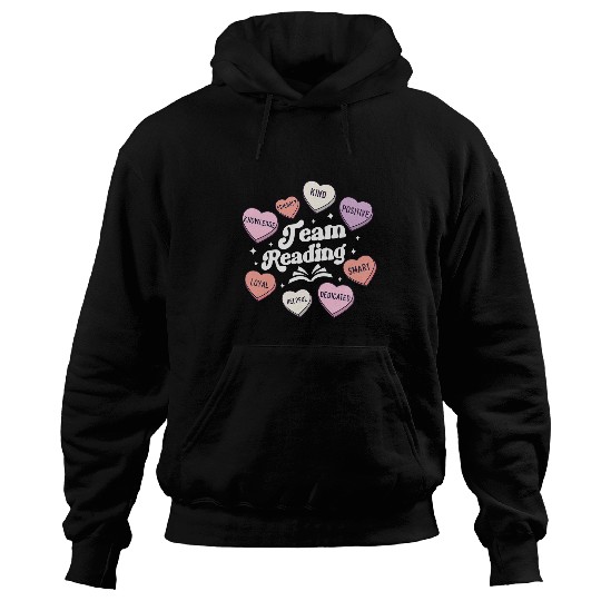 Team Reading Teacher Valentines Groovy Literacy Coachs Hearts Hoodies