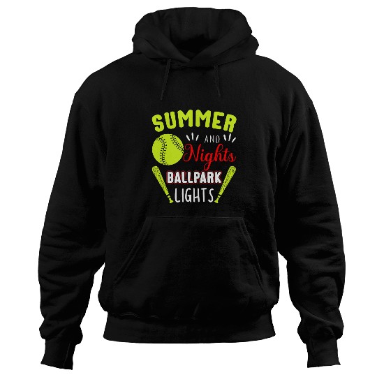 Summer Nights Ballpark Lights Softball Hoodies