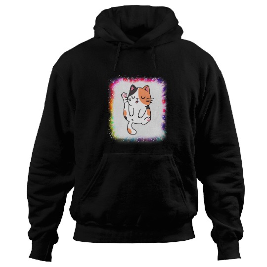 Kawaii Cat Daddy Mommy Boy Girl Funny Tie Dye Bleached Hoodies