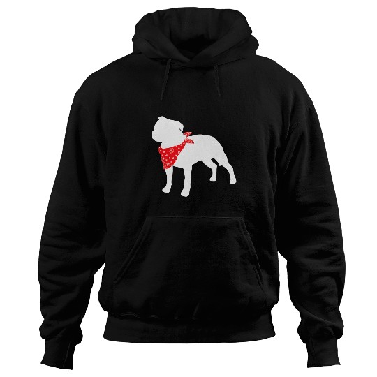Staffordshire Bull Terrier Pit Bull Dog Wearing Red Bandana Hoodies
