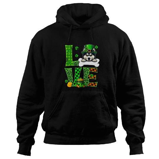LOVE Leopard Shamrocks Husky St  Patricks Day Hat Hoodies