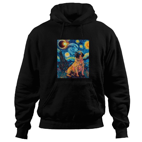 Total Solar Eclipse Pug Dog Hoodies