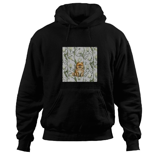 Pomeranian White Gray Sweet Pea vintages Flower Hoodies