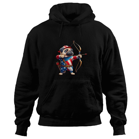 Pug Archery Team Archer Dog Men Women Kids Hoodies
