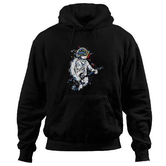 Space Astronaut Playing Guitar Astronomy Electric Guitarist Hoodies