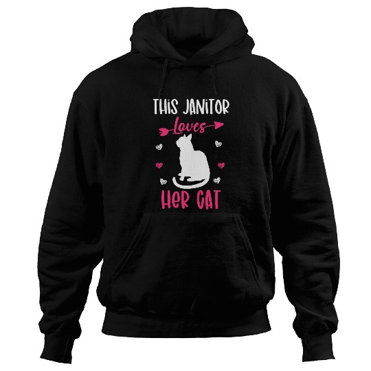 This Janitor Loves Her Cat Funny Cat Owner Hoodies