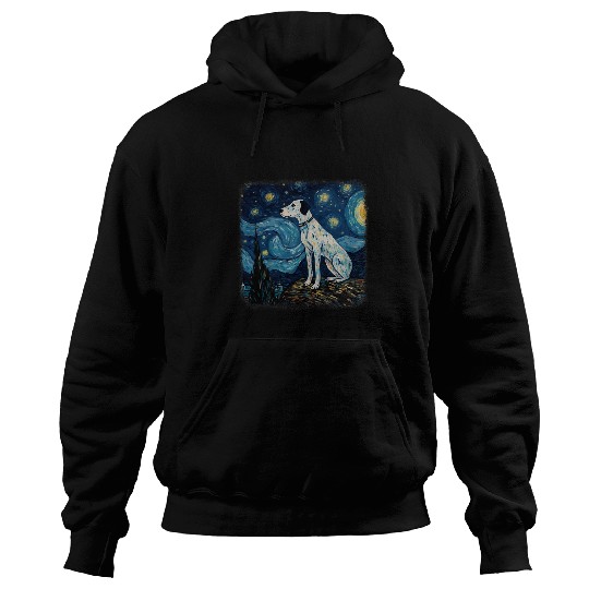 Van gogh Dalmatian in starry night Hoodies