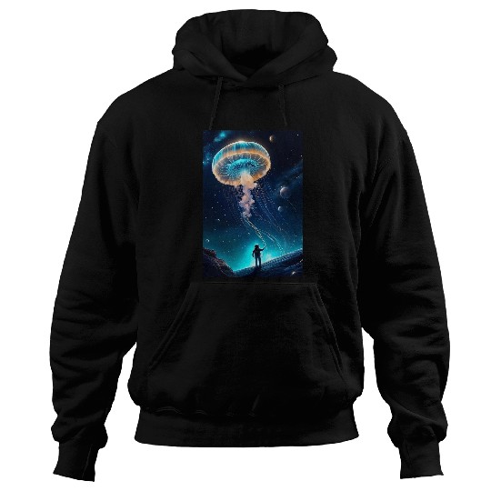 Trippy Astronaut Jellyfish Cosmic Space Aquarium Graphic Hoodies