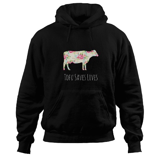 Tofu Saves Lives Animal Art Cow vintages Floral Print Hoodies