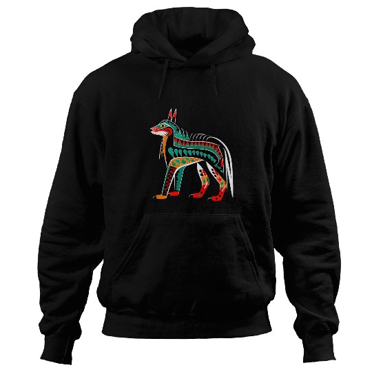 wolfs in Pacific Northwest Coast Native American Tribal Style Hoodies