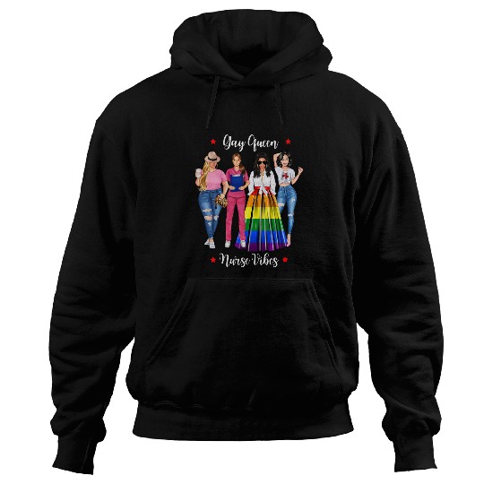 Womens Gay nurses Queen Nursing Student Midwife Women LGBTQ Rainbow Hoodies