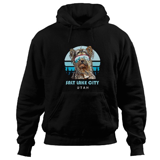 Yorkshire Terrier Winter Skis Salt Lake City Utah Dog Lover Hoodies