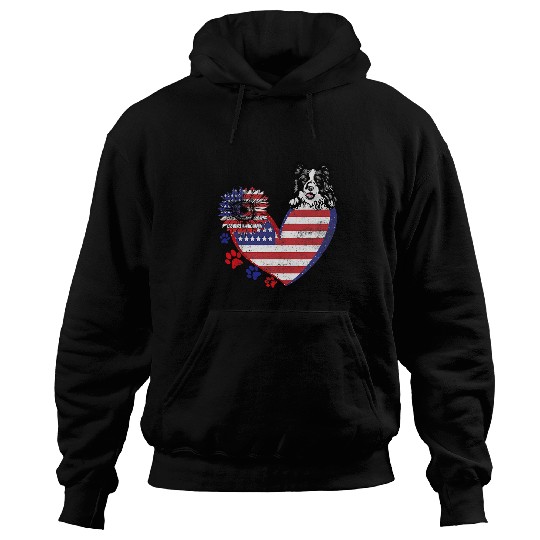 Love Border Collie America Flag Sunflower Dog Lover Gift Hoodies