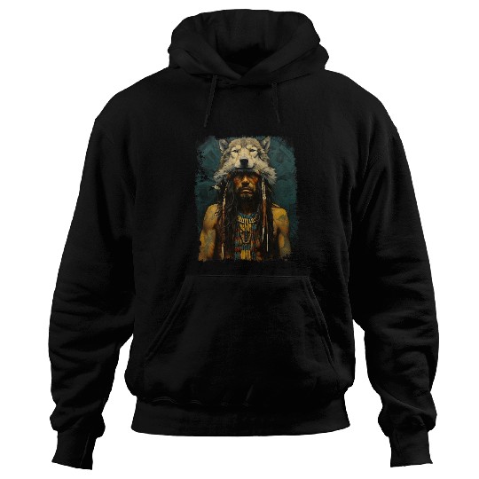 wolfs Native American Man Hoodies