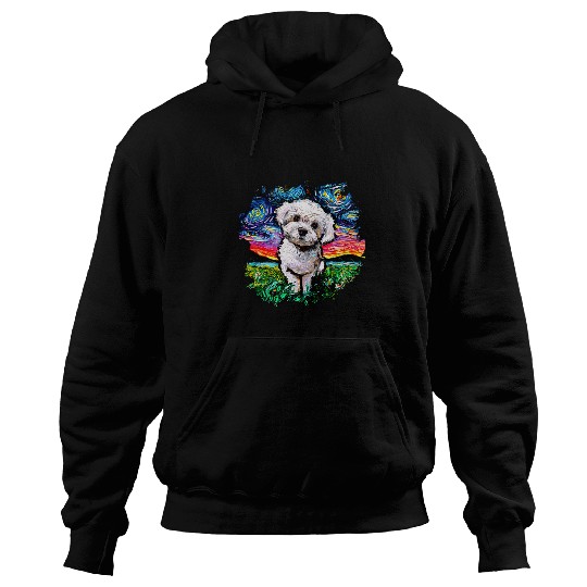 Maltipoo Cute Dog Starry Night Splash Version Art by Aja Hoodies