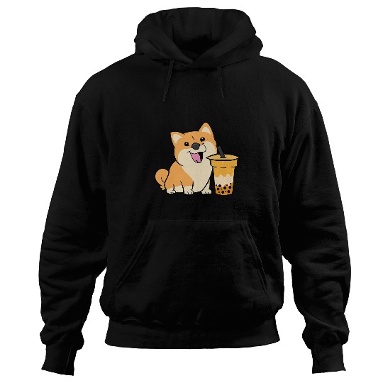 Dog Shiba Inu Boba Tea Lover Shiba Inu With Bubble Tea Hoodies