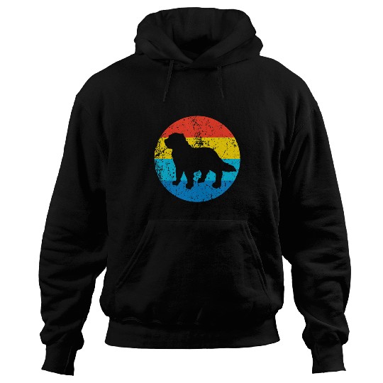 Newfoundland Dog Breed Silhouette Retro 1970s Circle Hoodies