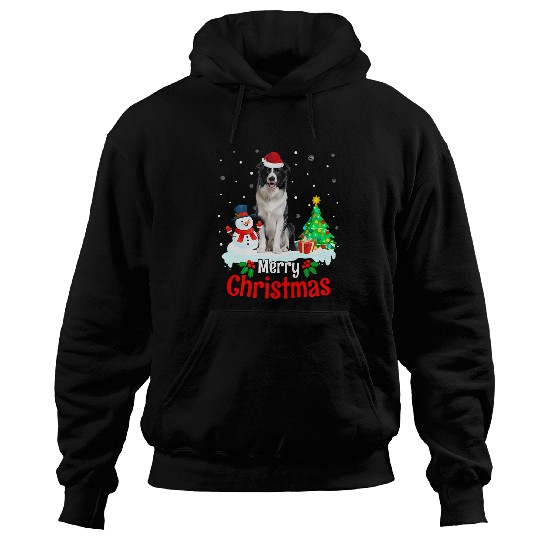 Merry Christmas Border Collie Dog Puppy Hoodies