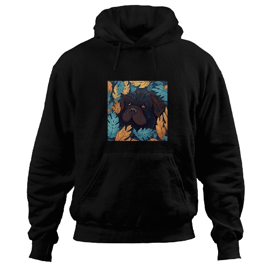 Newfoundland Dog Mom Dad Plant Lover Hiding in Leaves Hoodies