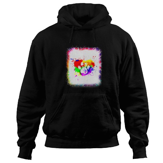 Watercolor Paw Dog Dad Mom Boy Girl Tie Dye Bleached Hoodies