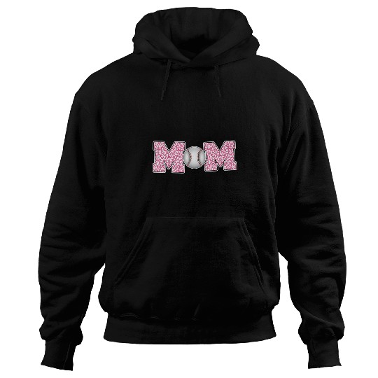 Womens Mom Life Softball Baseball Leopard Funny Mothers Day Hoodies