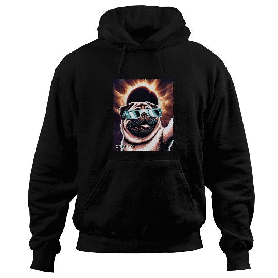 Retro Pug Dog Solar Eclipse Cute Animals Kawai Puppy Lovers Hoodies
