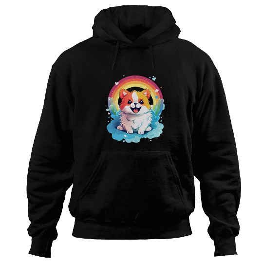 Rainbow Pomeranian Cute Colorful Puppy Dog Lover Art Hoodies