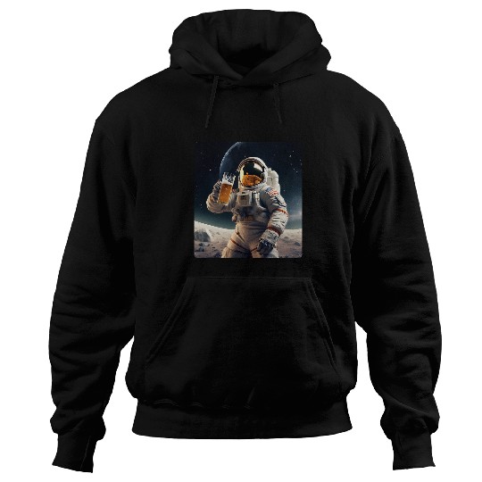 Moon Astronaut Man On The Moon Spaceman drinking beer Hoodies