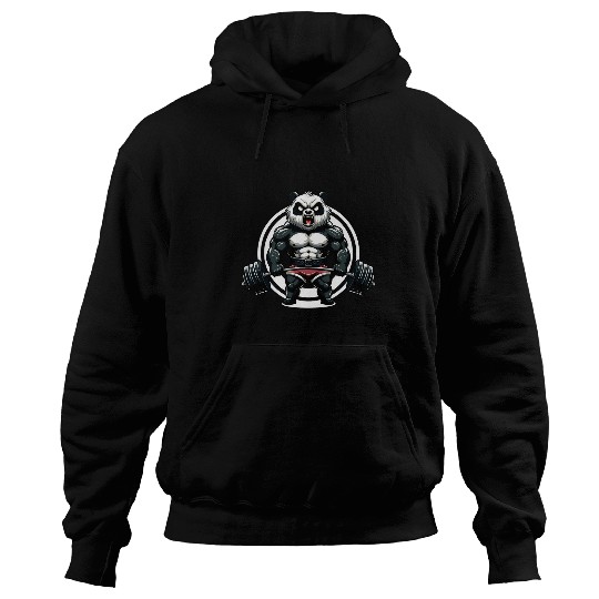 Panda Workout Giant Panda Lifting Gym Quotes Gym Fitness Hoodies