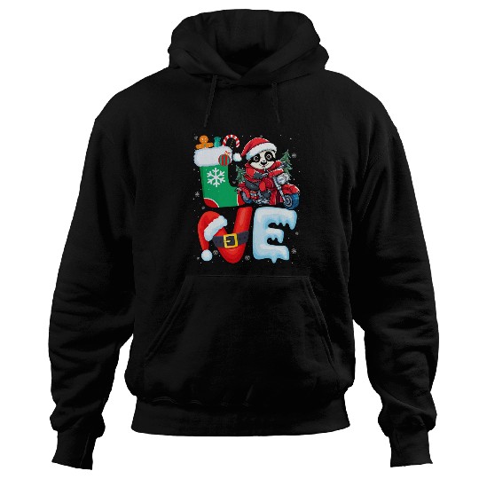 Panda Christmas Panda Riding Motorcycle Santa Hat Xmas Hoodies