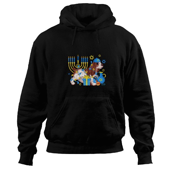 Jewish Cocker Spaniel Dog Dreidel Light Hanukkah Chanukah Hoodies